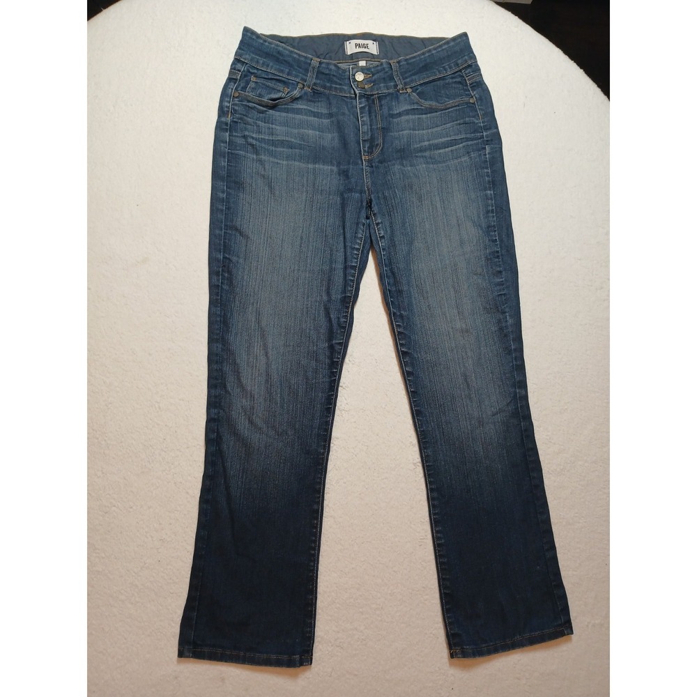 Paige Jeans Womens 31 Blue Boot Cut Stretch Dark Wash Western Cowgirl